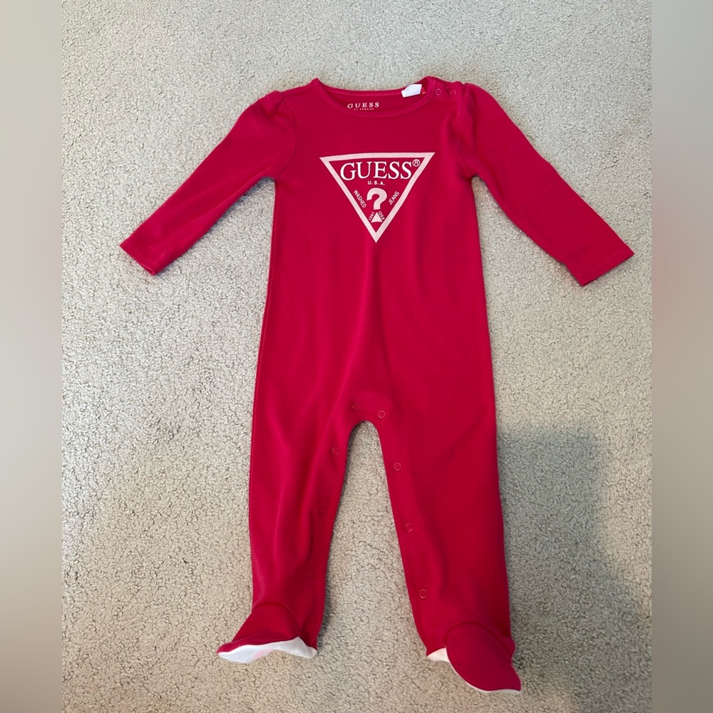 Guess Bright Pink Kids Footie One Piece
